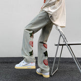 Men Jeans Country XINGX Embroidered Jeans Men Straight Bootcut Trousers