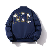 Mens Vintage Jackets Floral Embroidered Jacket Loose Casual Baseball Uniform