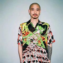 GUILTYPARTIES TIGER Shirts Anniversary Limited Ghost Graffiti Devil Angel Hawaiian Short Sleeve Shirt Men