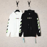 Off White hoodie embroidered plant leaf arrow hooded