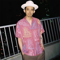 GUILTYPARTIES TIGER Shirts 20SS Bramble Flower, Virgin Mary, Hawaiian Short Sleeve Shirt Men