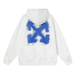 Off White hoodie graffiti yarn arrow pattern pullover hooded