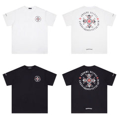 CHH Heart T Shirts Red Cross Sanskrit Letter Short Sleeve T-Shirt
