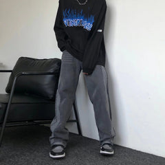 Men Jeans Loose Straight Jeans Fall Casual Wide-Leg Trousers