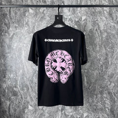 CHH Heart T Shirts Chrome Hearts Pink Sanskrit Short Sleeve T-Shirt