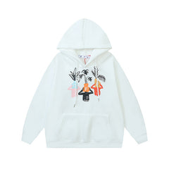 OW cartoon vase arrow pattern hooded sweater