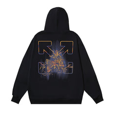 OW Colorful Crack Angel Arrow Print Hooded Sweater