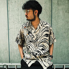 GUILTYPARTIES TIGER Shirts 22SS Cloud Tiger TIM LEHI Dragon Tiger Casual Short Sleeve Hawaiian Shirt Men and Women