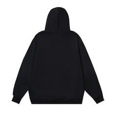OW letter arrow print pattern pullover hooded sweater