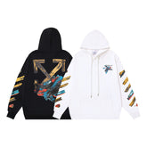 OW graffiti paint print pattern pullover hooded sweater