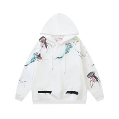 OW Ocean Jellyfish Arrow Pattern Hooded Sweater
