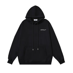 OW oblique LOGO letter print pullover hooded sweater