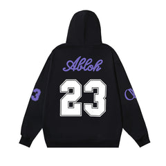 OW No. 23 OW micro-label pattern printed hooded sweater