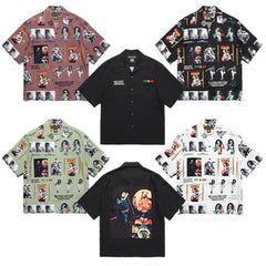 GUILTYPARTIES TIGER Shirts 24AW BOB MARLEY, Embroidered Hawaiian Short Sleeve Shirt Men