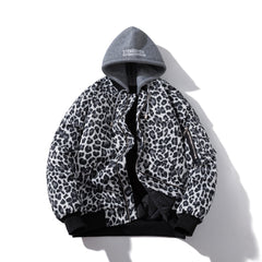 Mens Vintage Jackets Leopard print jacket Autumn padded jacket Thermal baseball jersey