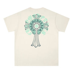 CHH Heart T Shirts Cross Print Short Sleeve T-Shirt Loose
