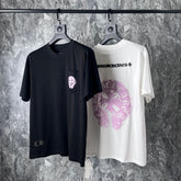 CHH Heart T Shirts Chrome Hearts Pink Sanskrit Short Sleeve T-Shirt