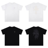 CHH Heart T Shirts Croix Cross Color Embroidery Printed Short Sleeve T-Shirt Loose
