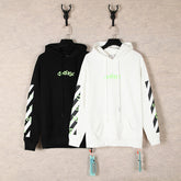 OW fluorescent letter arrow pullover hooded sweater