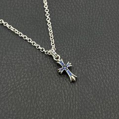 Chrome Hearts Necklace Vintage Cross Men's and Women's Colored Diamond Pendant