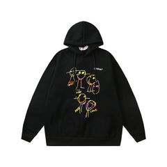 Off White hoodie cartoon series arrow pattern fleece hooded
