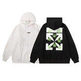 Off White hoodie plant leaf arrow pattern fleece hooded