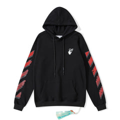 Off White hoodie红色渐变箭头图案连帽