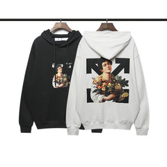 Off White hoodie woman bouquet basket pattern arrow hooded