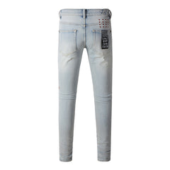 KSUBI Jeans Slim Fit Casual Stretch Ripped Jeans