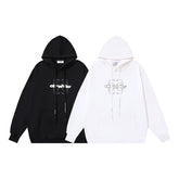 OW hollow arrow pattern print hooded sweater