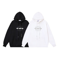 OW hollow arrow pattern print hooded sweater