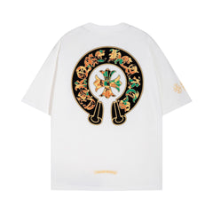 CHH Heart T Shirts Cross Color Printed Short Sleeve T-Shirt Loose