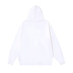 OW oil painting pleated art print pullover hooded sweater