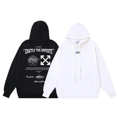 OW palm globe letter print pattern hooded sweatshirt