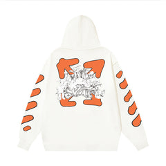 OW cartoon arrow pattern hooded sweater