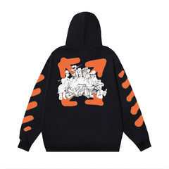 OW cartoon arrow pattern hooded sweater