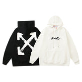 Off White hoodie Cartoon graffiti arrow pattern fleece hoodie