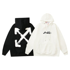 Off White hoodie Cartoon graffiti arrow pattern fleece hoodie