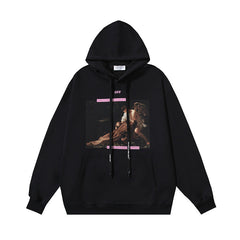 OW angel oil painting arrow pattern hooded sweater