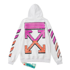Off White hoodie pink orange gradual change arrow pattern hooded