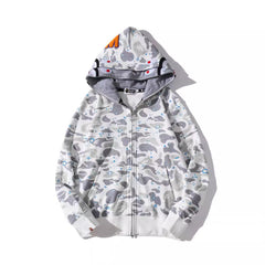 Bathing Ape Bape Hoodie Luminous Starry Sky Two-Hat Cardigan Zipper Velvet Shark