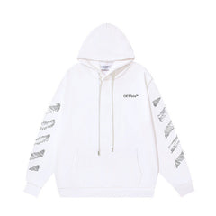 OW stylus oblique stripe print pullover hooded sweater