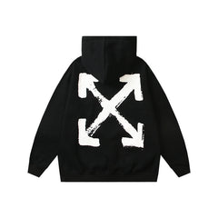 Off White hoodie Cartoon graffiti arrow pattern fleece hoodie