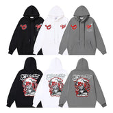 OW cartoon letter pattern print hooded sweater