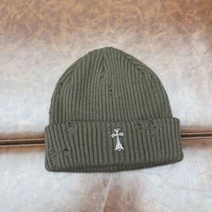 CHH Heart Beanie Knitted Hat Women's Thick Wool Hat Cross Cold Hat