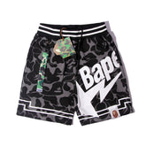 Bathing ape Bape Shorts camouflage alphabet shark shorts men cotton terry lightning