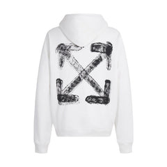 OW letter arrow pattern pullover hooded sweater