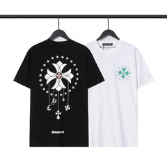 CHH Heart T Shirts Cross Casual Loose Cotton Crew Neck T-Shirt