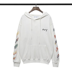 Off White hoodie creative color curved embroidered arrow hooded