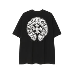 CHH Heart T Shirts Horseshoe Cross Old Retro Fashion Men's and Women's Short Sleeve T-Shirt